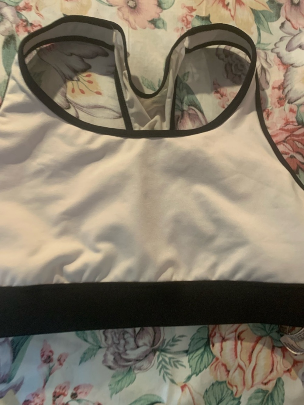 Victoria's Secret White Sports Bralette with Black Trim Size Small